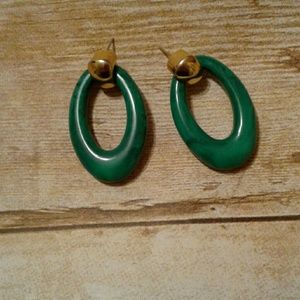 Green hoop Retro Earrings